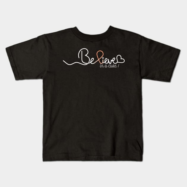 Believe- Endometrial Cancer Gifts Endometrial Cancer Awareness Shirt Kids T-Shirt by AwarenessClub